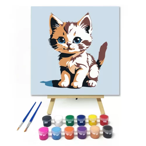 Tarka kiskandúr - gyerek számfestő készlet - Számfestő.hu - 40×40cm - keret nélkül