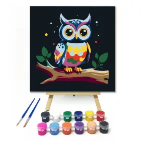 Éjszakai bagoly - gyerek számfestő készlet - Számfestő.hu - 20×20cm - keret nélkül