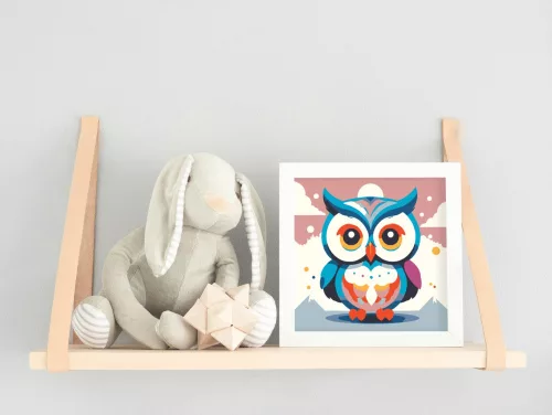 Színes bagoly - gyerek számfestő készlet - Számfestő.hu - 30×30cm - keret nélkül