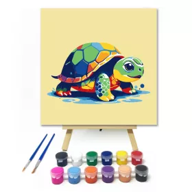 Színes teknős - gyerek számfestő készlet - Számfestő.hu - 20×20cm - keret nélkül