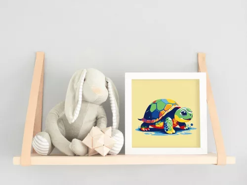 Színes teknős - gyerek számfestő készlet - Számfestő.hu - 20×20cm - keret nélkül