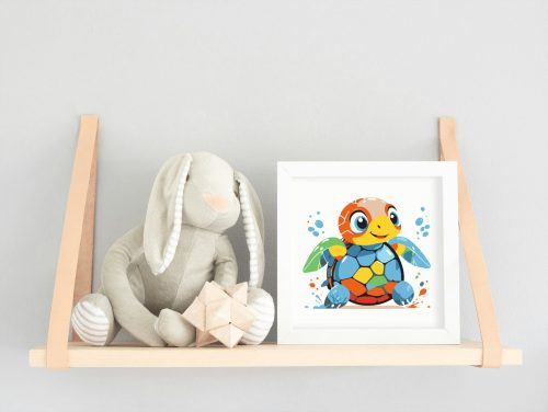 Színes teknősbéka - gyerek számfestő készlet - Számfestő.hu - 20×20cm - keret nélkül