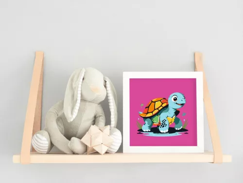Türkiz teknősbéka  - gyerek számfestő készlet - Számfestő.hu - 40×40cm - keret nélkül
