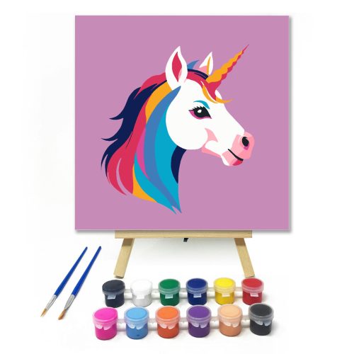 Unikornis  - gyerek számfestő készlet - Számfestő.hu - 50×50cm - keret nélkül