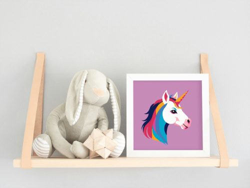Unikornis  - gyerek számfestő készlet - Számfestő.hu - 20×20cm - keret nélkül