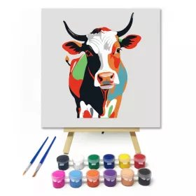 Színes tehén - gyerek számfestő készlet - Számfestő.hu - 20×20cm - keret nélkül