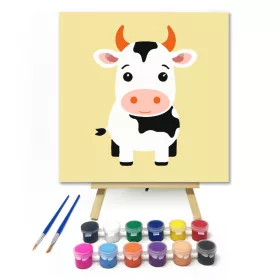 Foltos tehénke - gyerek számfestő készlet - Számfestő.hu - 20×20cm - keret nélkül