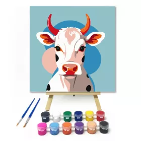 Pöttyös tehén - gyerek számfestő készlet - Számfestő.hu - 20×20cm - keret nélkül