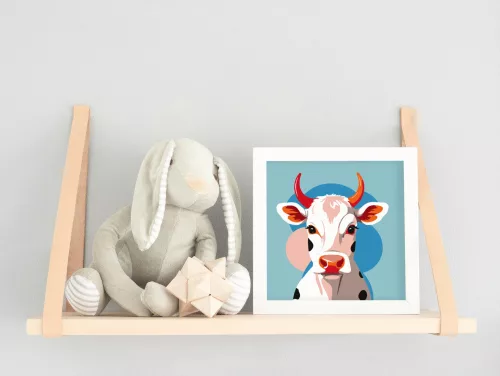 Pöttyös tehén - gyerek számfestő készlet - Számfestő.hu - 30×30cm - keret nélkül
