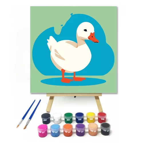 Kedves liba - gyerek számfestő készlet - Számfestő.hu - 20×20cm - keretre feszítve