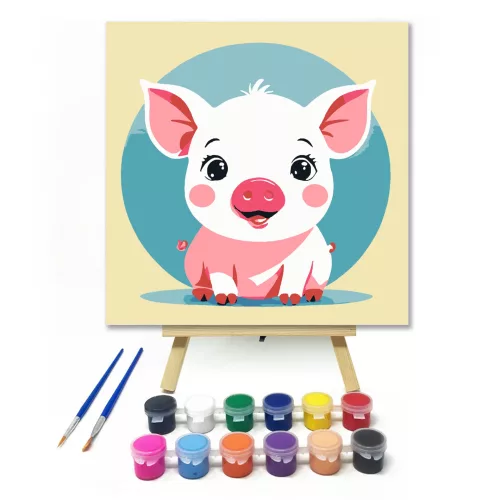 Boldog kismalac  - gyerek számfestő készlet - Számfestő.hu - 20×20cm - keret nélkül