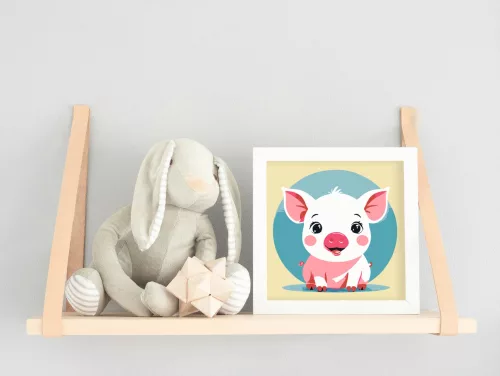 Boldog kismalac  - gyerek számfestő készlet - Számfestő.hu - 30×30cm - keret nélkül