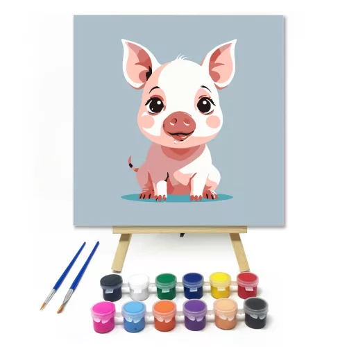 Vidám malacka - gyerek számfestő készlet - Számfestő.hu - 50×50cm - keret nélkül