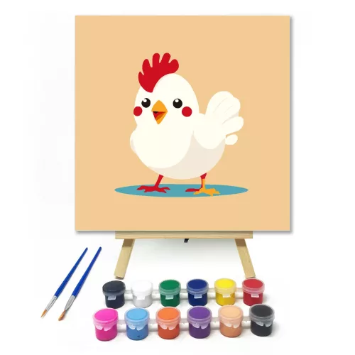 Mosolygó kiscsibe - gyerek számfestő készlet - Számfestő.hu - 20×20cm - keretre feszítve