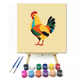 Színes tyúk - gyerek számfestő készlet - Számfestő.hu - 20×20cm - keret nélkül