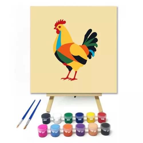 Színes tyúk - gyerek számfestő készlet - Számfestő.hu - 20×20cm - keret nélkül
