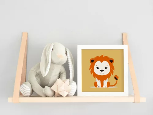 Vidám kis oroszlán - gyerek számfestő készlet - Számfestő.hu - 20×20cm - keret nélkül