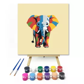 Színes elefánt - gyerek számfestő készlet - Számfestő.hu - 20×20cm - keret nélkül