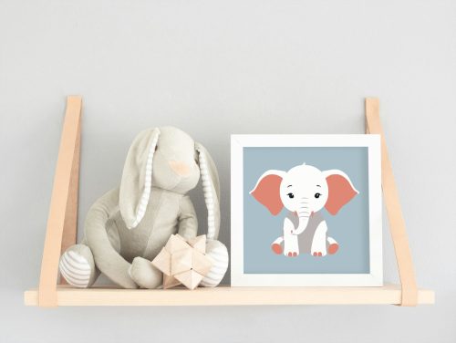 Fehér elefánt - gyerek számfestő készlet - Számfestő.hu - 40×40cm - keret nélkül