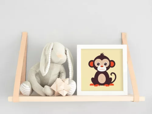Majom kölyök - gyerek számfestő készlet - Számfestő.hu - 20×20cm - keret nélkül