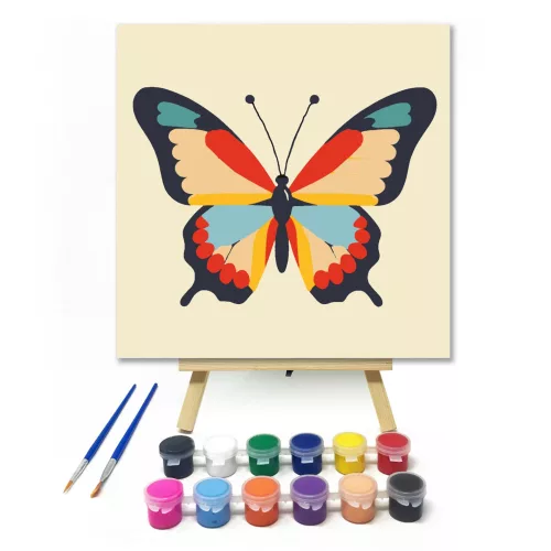 Színes pillangó - gyerek számfestő készlet - Számfestő.hu - 50×50cm - keretre feszítve