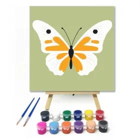 Fehér-sárga pillangó  - gyerek számfestő készlet - Számfestő.hu - 20×20cm - keret nélkül