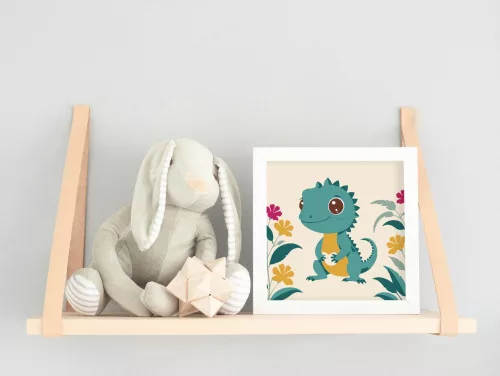 Zöld kis iguána - gyerek számfestő készlet - Számfestő.hu - 20×20cm - keret nélkül