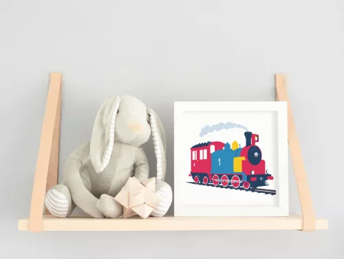 Színes vasút - gyerek számfestő készlet - Számfestő.hu - 20×20cm - keret nélkül