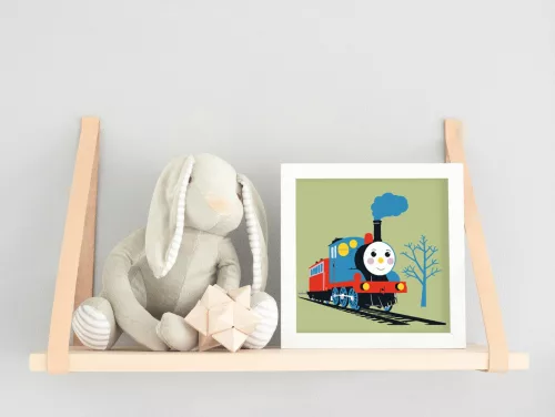 Vidám gőzmozdony - gyerek számfestő készlet - Számfestő.hu - 20×20cm - keret nélkül