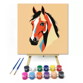 Színes ló - gyerek számfestő készlet - Számfestő.hu - 20×20cm - keret nélkül