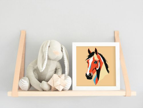 Színes ló - gyerek számfestő készlet - Számfestő.hu - 20×20cm - keret nélkül