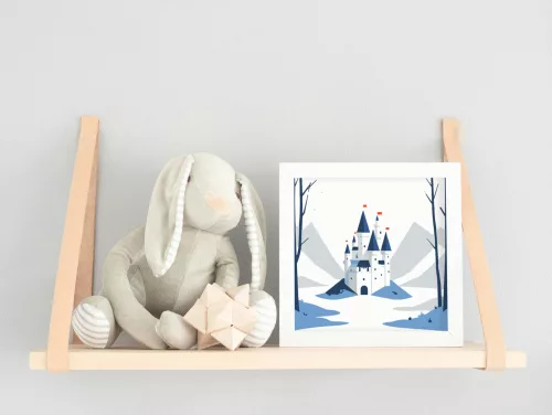 Kastély télen - gyerek számfestő készlet - Számfestő.hu - 20×20cm - keret nélkül
