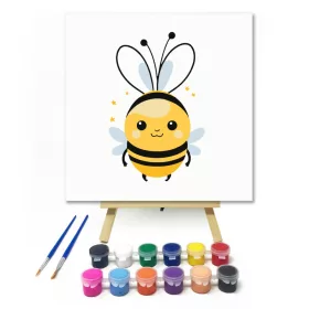 Pufók méhecske  - gyerek számfestő készlet - Számfestő.hu - 20×20cm - keret nélkül