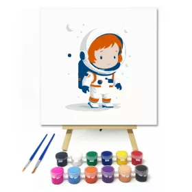 Kíváncsi űrhajós - gyerek számfestő készlet - Számfestő.hu - 20×20cm - keret nélkül