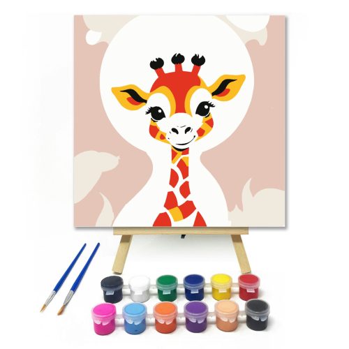 Fiatal zsiráf - gyerek számfestő készlet - Számfestő.hu - 40×40cm - keret nélkül