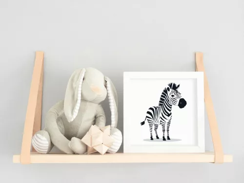 Csíkos zebra - gyerek számfestő készlet - Számfestő.hu - 40×40cm - keretre feszítve
