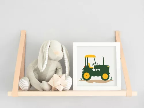 Zöld traktor - gyerek számfestő készlet - Számfestő.hu - 40×40cm - keretre feszítve