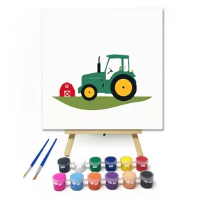 Farm traktor- gyerek számfestő készlet - Számfestő.hu - 20×20cm - keret nélkül