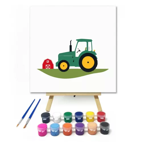 Farm traktor- gyerek számfestő készlet - Számfestő.hu - 40×40cm - keret nélkül