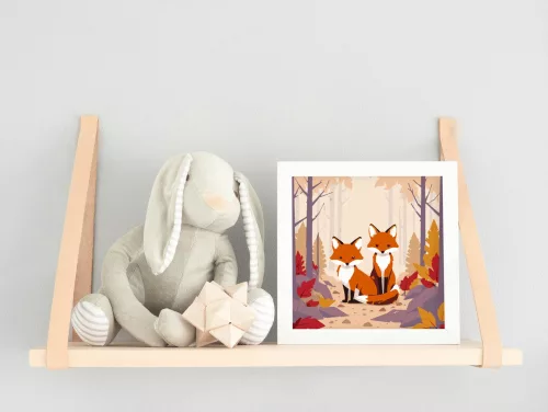 Rókák az erdőben - gyerek számfestő készlet - Számfestő.hu - 20×20cm - keret nélkül
