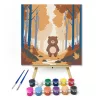 Medve az őszi erdőben - gyerek számfestő készlet - Számfestő.hu - 40×40cm - keretre feszítve