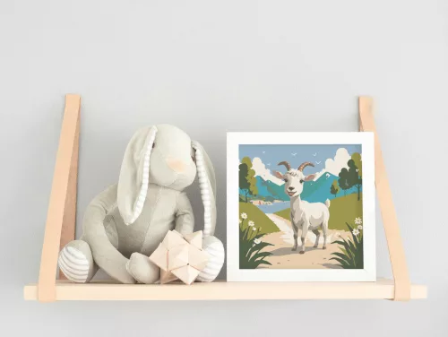 Vidám kecske túrán - gyerek számfestő készlet - Számfestő.hu - 30×30cm - keret nélkül