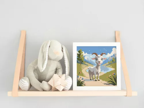 Boldog kecske baby - gyerek számfestő készlet - Számfestő.hu - 20×20cm - keretre feszítve