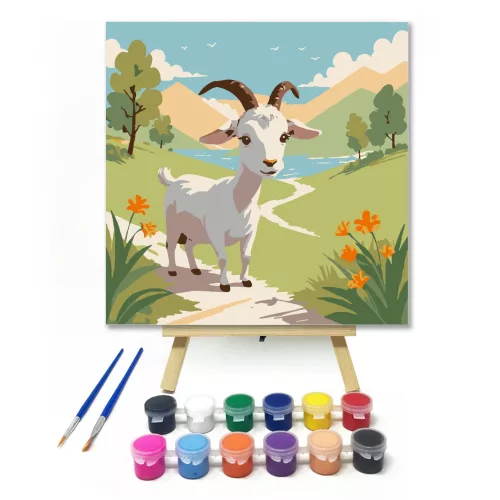 Szép kis kecske - gyerek számfestő készlet - Számfestő.hu - 50×50cm - keret nélkül