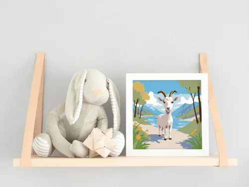 Vidám kecske - gyerek számfestő készlet - Számfestő.hu - 50×50cm - keret nélkül