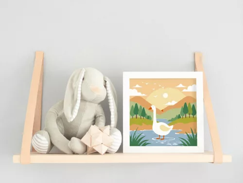 Napfényes tavaszi tópart - gyerek számfestő készlet - Számfestő.hu - 50×50cm - keretre feszítve