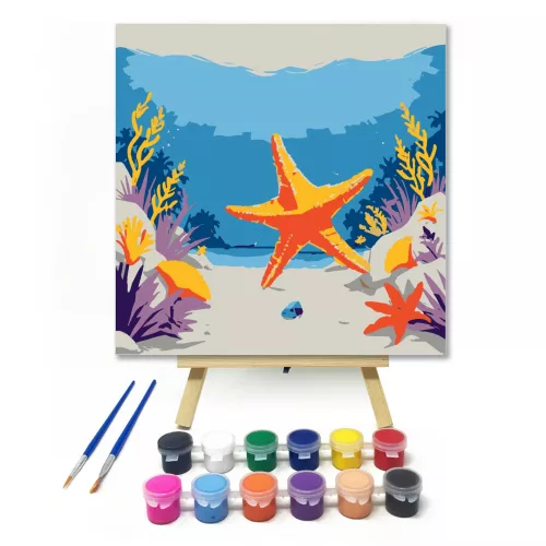 Óceáni csillagok - gyerek számfestő készlet - Számfestő.hu - 30×30cm - keret nélkül