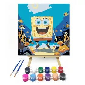Sárga szivacs - gyerek számfestő készlet - Számfestő.hu - 20×20cm - keret nélkül