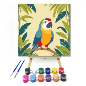 Dzsungel színpompája - gyerek számfestő készlet - Számfestő.hu - 20×20cm - keret nélkül