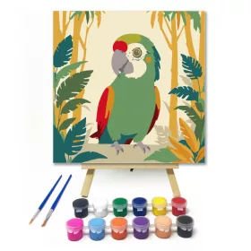 Színes dzsungel madár - gyerek számfestő készlet - Számfestő.hu - 20×20cm - keret nélkül